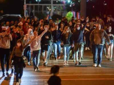 Протестующие в Минске, 11.08.2020. Фото: Евгений Ерчак / EPA / Scanpix / LETA